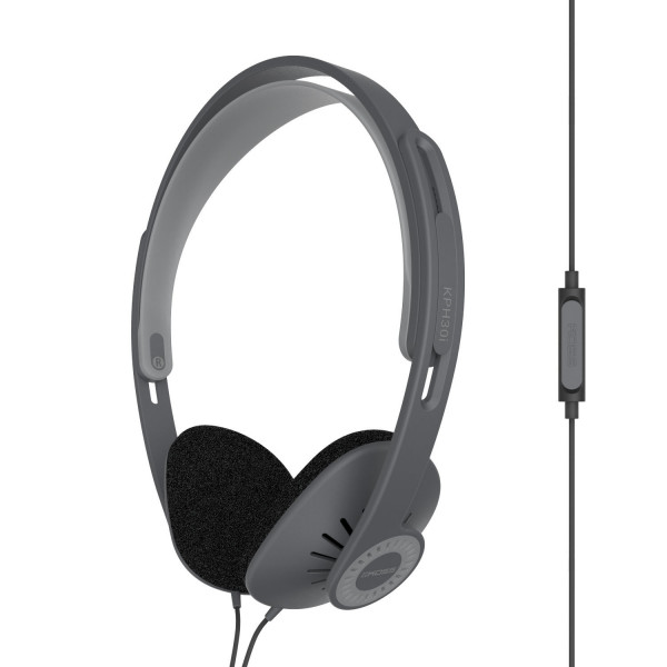 Koss KPH30iK Auriculares con Cable y Micrófono, Cascos de Diadema Abiertos, Headphones On Ear, Control Remoto en el Cable para Llamadas, Ajustable, Jack de 3,5 mm, Negro