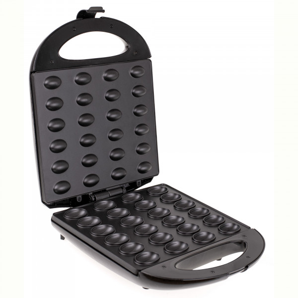 Mesko MS 3041 Hornillo Eléctrico para Pastas en Forma de Nuez Rellenas de Crema, 24 Mitades de Galletas Horneadas en 2 Minutos, Placas Antiadherentes, Nut Maker Negro, 1600W