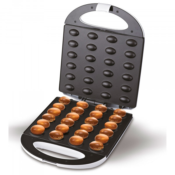 Mesko MS3081 Gofrera Hornillo Eléctrico para Pastas en Forma de Nuez, Oreshki Rellenas de Crema, 24 Mitades de Galletas Horneadas en 2 Minutos, Placas Antiadherentes, Nut Maker Blanco, 1600W