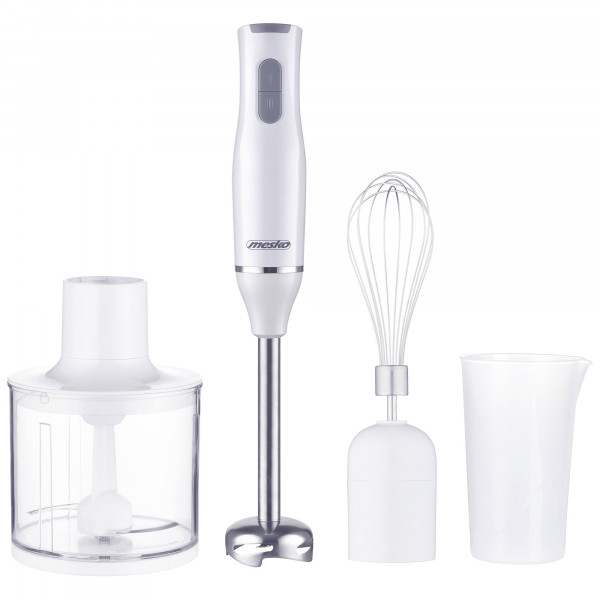 Mesko MS4629 Batidora de Mano Multifunción, Procesador de Alimentos Picadora 0,5 L, Accesorio para Montar Acero Inoxidable, 2 Velocidades, Vaso Medidor 0,7 L, 800W