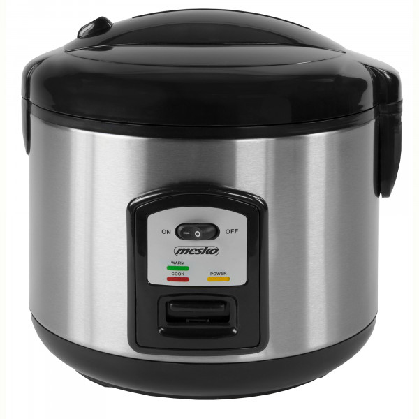 Mesko MS6411 Arrocera Eléctrica, Cocedero de Arroz 1,5 Litros, Función Mantenimiento de Calor, Apagado Automático, Arroz Hervido, Cocina al Vapor, Antiadherente, Acero Inoxidable, 1000W