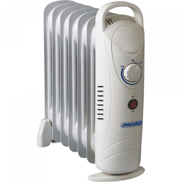 Mesko MS 7804 Mini Radiador de Aceite, 700W, 7 Elementos, Regulador de Temperatura, Termostato, Bajo Consumo, Portátil, Protección Sobrecalentamiento, Blanco