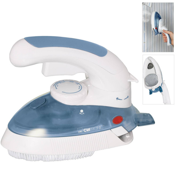 Clatronic DB 3108 B - Plancha de vapor de viaje, 800 W, color blanco y azul