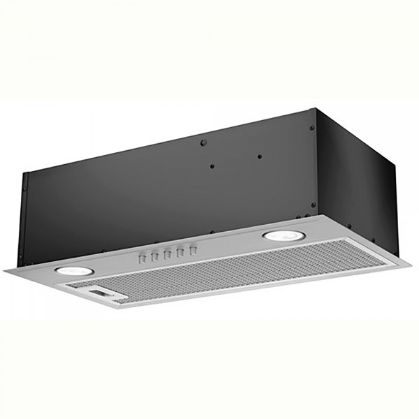 MPM-60-OW-01 Campana Extractora Cocina Encastrable 60cm, Extractor Humos Empotrado 320m3 Evacuación al Exterior y Recirculación, Filtro de Carbón Opcional, 3 Velocidades de Extracción, Luz LED Inox