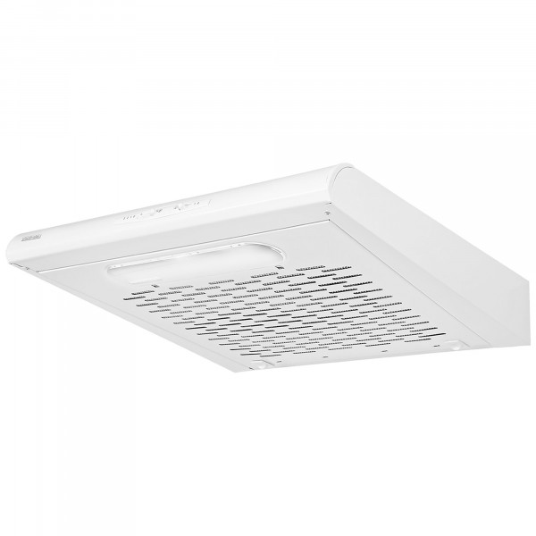 MPM-61-PX-70 Campana Extractora Bajo Mueble Cocina 60cm, Extractor Humos Empotrado 175m3 Evacuación al Exterior y Recirculación, Filtro de Carbono Opcional, 3 Velocidades Extracción, LED, Blanca