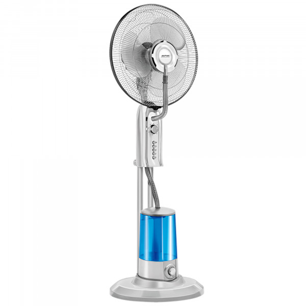 MPM MWP-20 Ventilador de Pie con Nebulizador de Agua, Función Humidificación, Ventilador con Agua 3 Velocidades, Temporizador 60 minutos, Flujo de aire 60 m3 / min, Diámetro 3 Aspas 33 cm, 95W