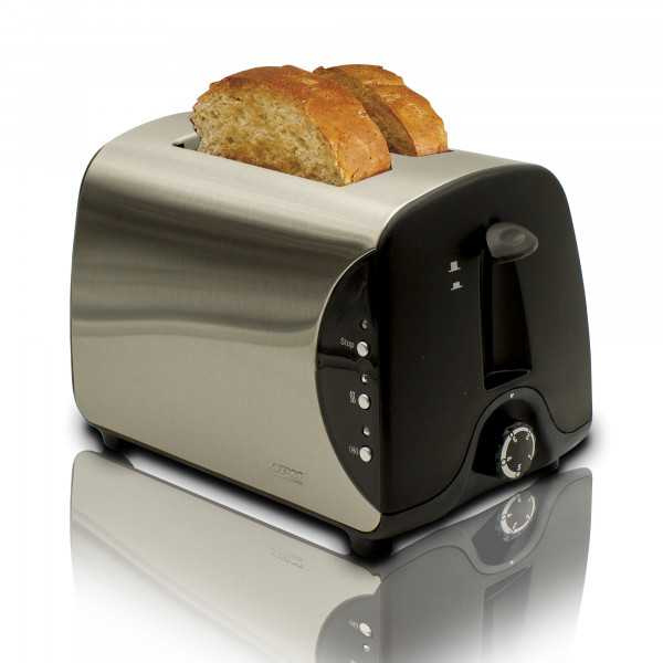 MPM BH-8863 Tostadora pan acero inoxidable, 2 Ranuras, 3 Funciones, tostar, Calentar y descongelar, 850 W, regulador de Nivel de Tostado, calienta panecillos o bolleria