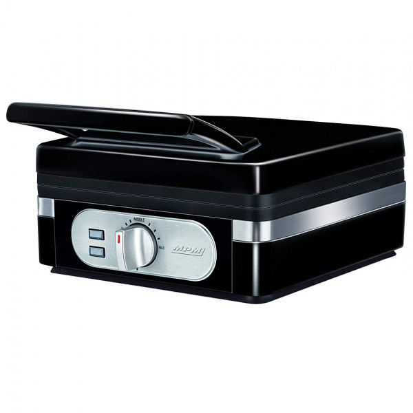 MPM MGO-24 Gofrera Profesional para 2 gofres Belgas gruesos, placas antiadherente, temperatura automática, negra, 1400W