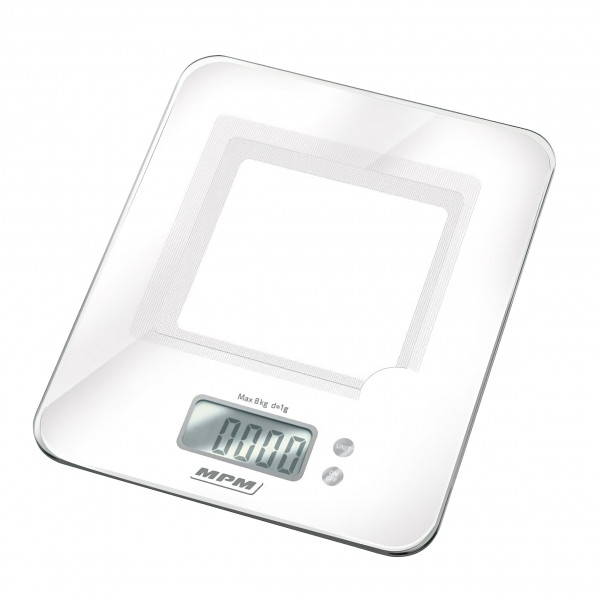 MPM MWK-03 Báscula de cocina digital, pesa alimentos hasta 8Kg, alta precisión pasos 1g , display LCD multifunción, función tara