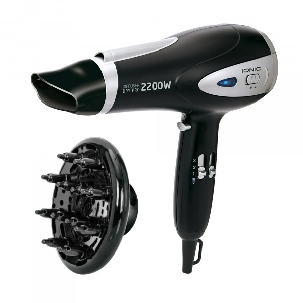 MPM MSW-15 Secador de pelo profesional iónico con difusor, 3 niveles de temperatura, 2 velocidades, 2200 W