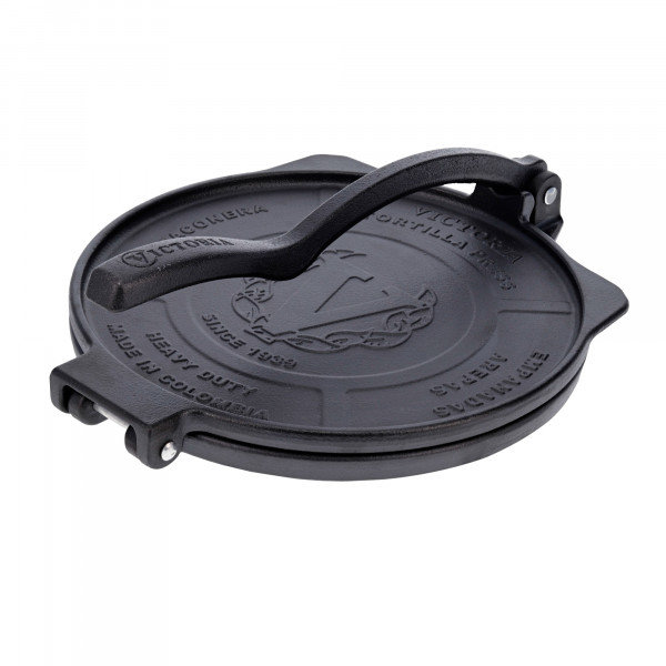 Victoria Tortillera Prensa para Tortillas Mexicanas Hierro Fundido HD Curado 25 cm, Pataconera Colombiana Profesional para Hacer Tacos, Arepas, Quesadillas, Empanadas, Patacones, Roti Maker