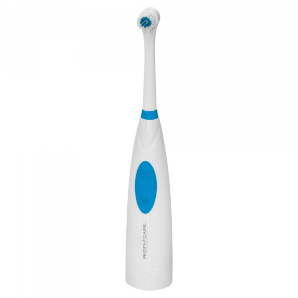 Proficare EZ 3054 Cepillo de Dientes Eléctrico Oscilación Bidireccional, Elimina la Placa, Suave con Dientes y Encías, A prueba de Salpicaduras, Funciona con Pilas, Blanco/Azul