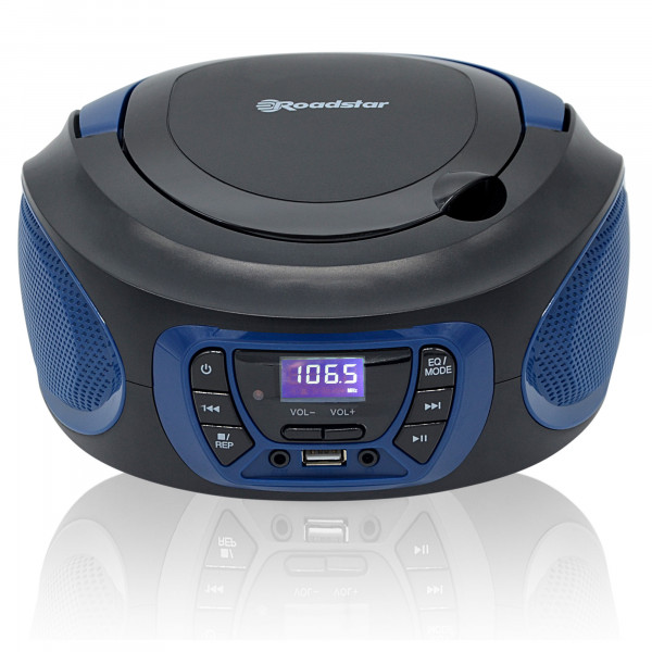 Roadstar CDR-365U/BL Radio CD Player Portátil Digital FM PLL, Reproductor CD, CD-R, CD-RW, CD-MP3, Puerto USB, Stereo, AUX-IN, Salida de Auriculares, Negro / Azul
