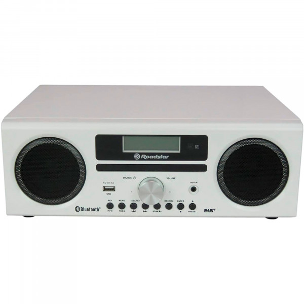 Roadstar HRA9DBT-WHL Radio Portátil DAB/DAB+/FM, Reproductor CD-MP3, Bluetooth, USB, AUX-IN, Grabador, Pantalla LCD, Mando a Distancia, Blanco