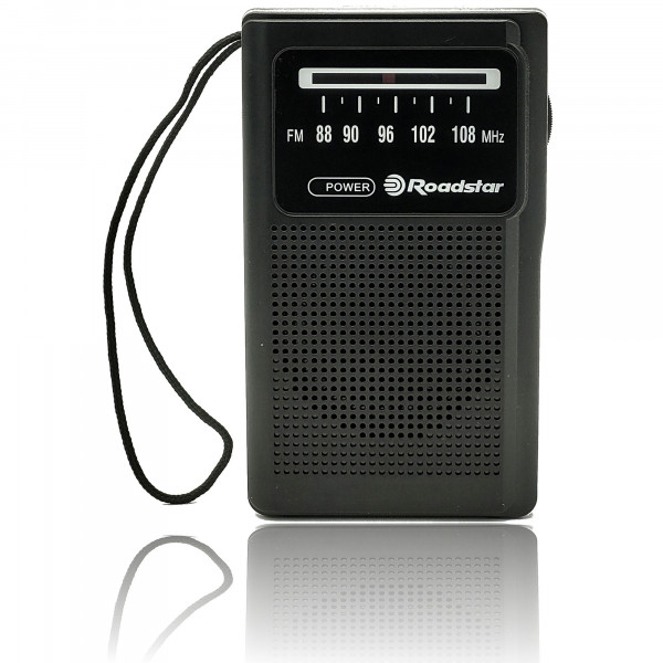 Roadstar TRA-1230BK Radio Portátil FM Analógica, Funciona a Pilas, Toma de Auriculares, Transistor de Bolsillo, Pequeño y Ligero para Casa, Cocina, Excelente Recepción, Negro