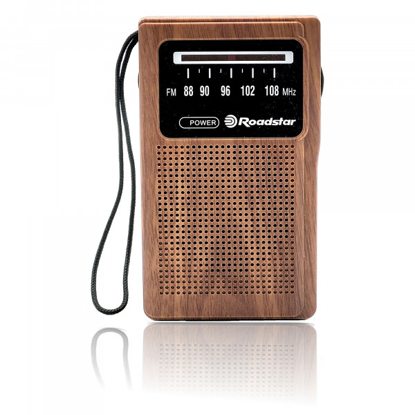 Roadstar TRA-1230WD Radio Portátil FM Analógica, Funciona a Pilas, Toma de Auriculares, Transistor de Bolsillo, Pequeño y Ligero para Casa, Cocina, Excelente Recepción, Madera