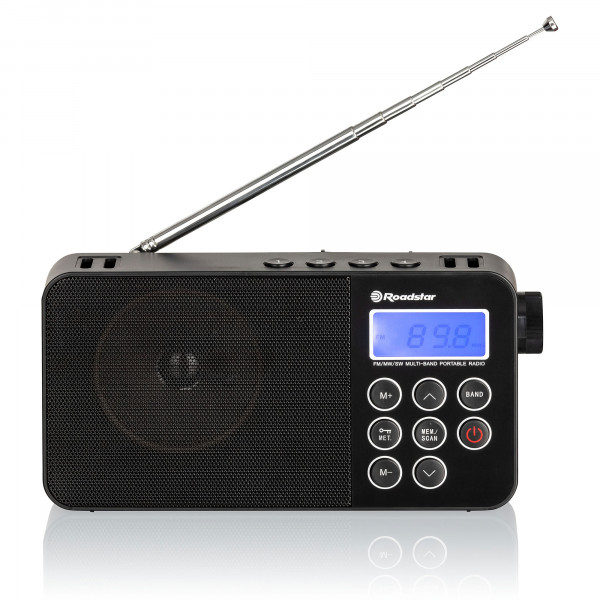 Roadstar TRA-2340PSW Radio Portátil Digital Multibanda AM / FM / SW Funciona a Red / Pilas, Toma de Auriculares, Transistor Pequeño y Ligero, Altavoz 8W, Temporizador para Apagado, Negro 