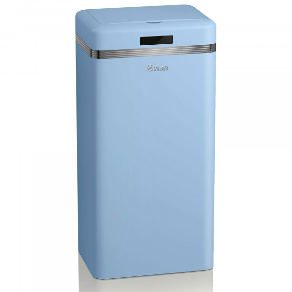 Swan Retro Cubo Basura Cocina con Sensor de Apertura Automática, Metálico, Capacidad 45 Litros, Diseño Vintage, Azul