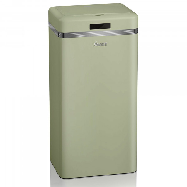 Swan Retro Cubo Basura Cocina con Sensor de Apertura Automática, Metálico, Capacidad 45 Litros, Diseño Vintage, Verde