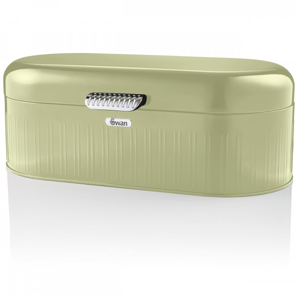 Swan SWKA1014GN Retro Bin Panera de Mesa para Guardar Pan, Contenedor de Metal para Almacenamiento Pan y Bollería, Bread Bin, Diseño Vintage, Verde