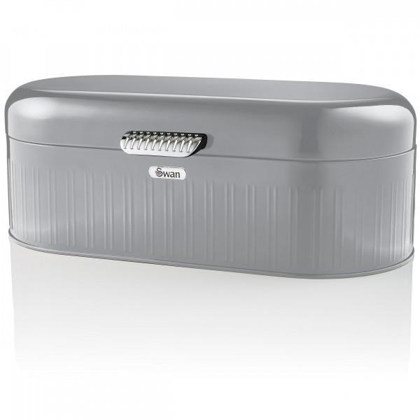 Swan SWKA1014GRN Retro Bin Panera de Mesa para Guardar Pan, Contenedor de Metal para Almacenamiento Pan y Bollería, Bread Bin, Diseño Vintage, Gris