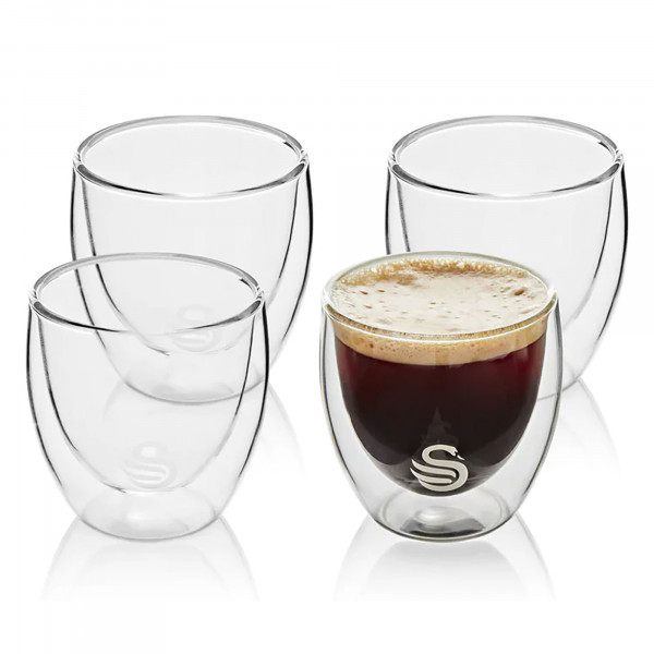 Swan SWKA54010N Juego 4 Vasos Café Cristal Doble Pared de Borosilicato 100ml, Vasos Térmicos para Té, Helado, Bebidas Calientes / Frías o Postres Aptos para Lavavajillas y Microondas (Default)Color Translate Volver Reiniciar Elim