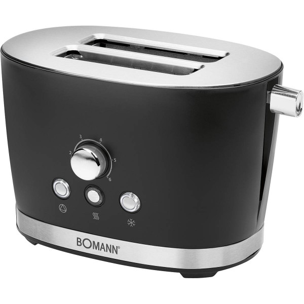 Bomann TA 3005 - Tostadora 2 rebanadas, 3 funciones, calienta panecillos, 850W, diseño retro negro