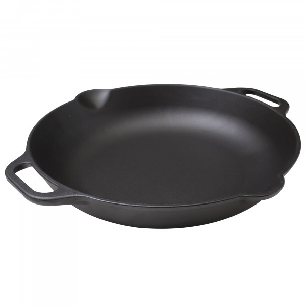 Victoria Paellera Sartén Hierro Fundido Curado Inducción 33cm, Apta Fuego, Barbacoa, Horno, Vitrocerámica, Gas, Cast Iron Skillet Curada para Crear Antiadherente Libre de Tóxicos sin PTFE ni PFOA