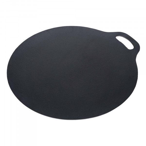 Victoria Plancha Cocina Inducción Hierro Fundido Esmaltado, Budare 38cm para Pizza, Crepes, Tortitas, Fuego, Barbacoa, Horno, Vitrocerámica, Gas, Tawa Libre de Tóxicos sin PTFE
