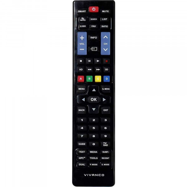 Vivanco RR220IR Mando a Distancia Universal para TV Samsung y LG, Compatible con Smart TV, Negro