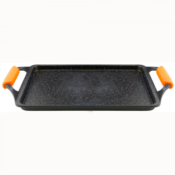 Wecook Ecochef Titanio Bandeja Asadora Plancha de Asar 43X25cm, asas de silicona, inducción, aluminio fundido, 5 Capas Antiadherente sin PFOA