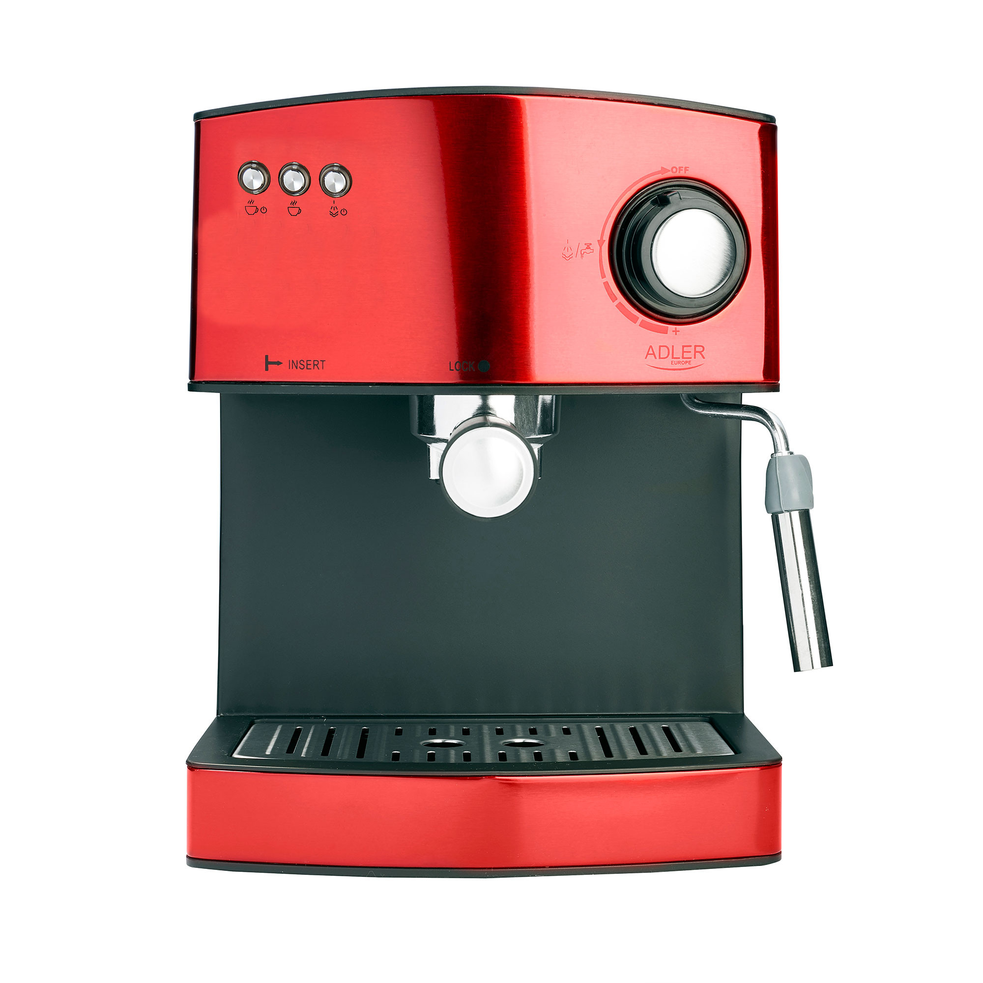 Adler 4404R Cafetera Espresso Manual 15 Bares, 1,6 para Preparar Café Latte,