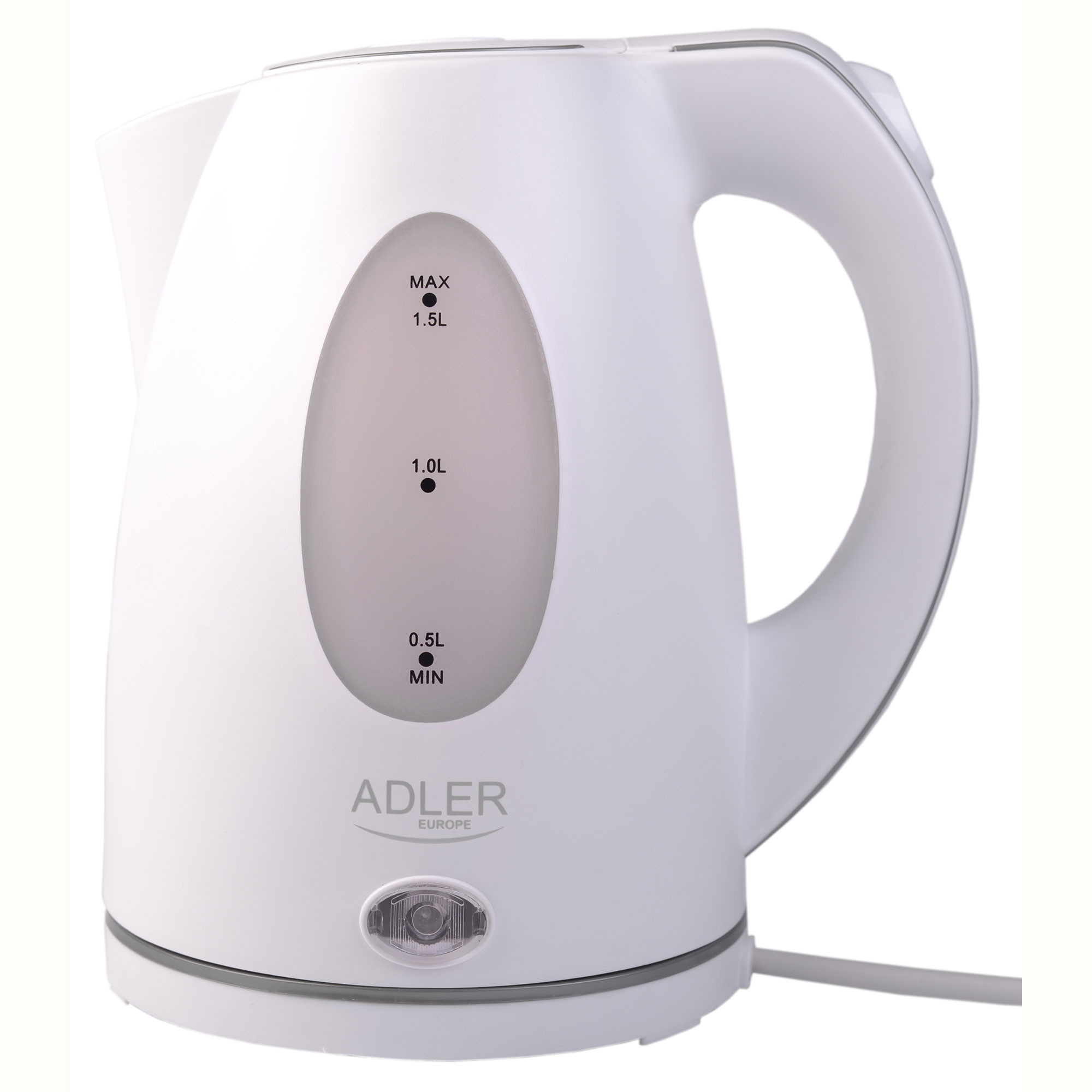 ADLER AD1207 Hervidor de Agua Eléctrico 1,5 Litros, Inalámbrico, sin BPA,  sin Cable, Apagado Automático