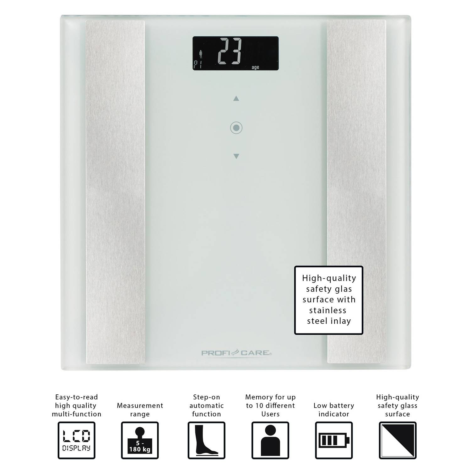 gevechten Teleurgesteld Viool Proficare PW 3007 Báscula de análisis corporal blanca