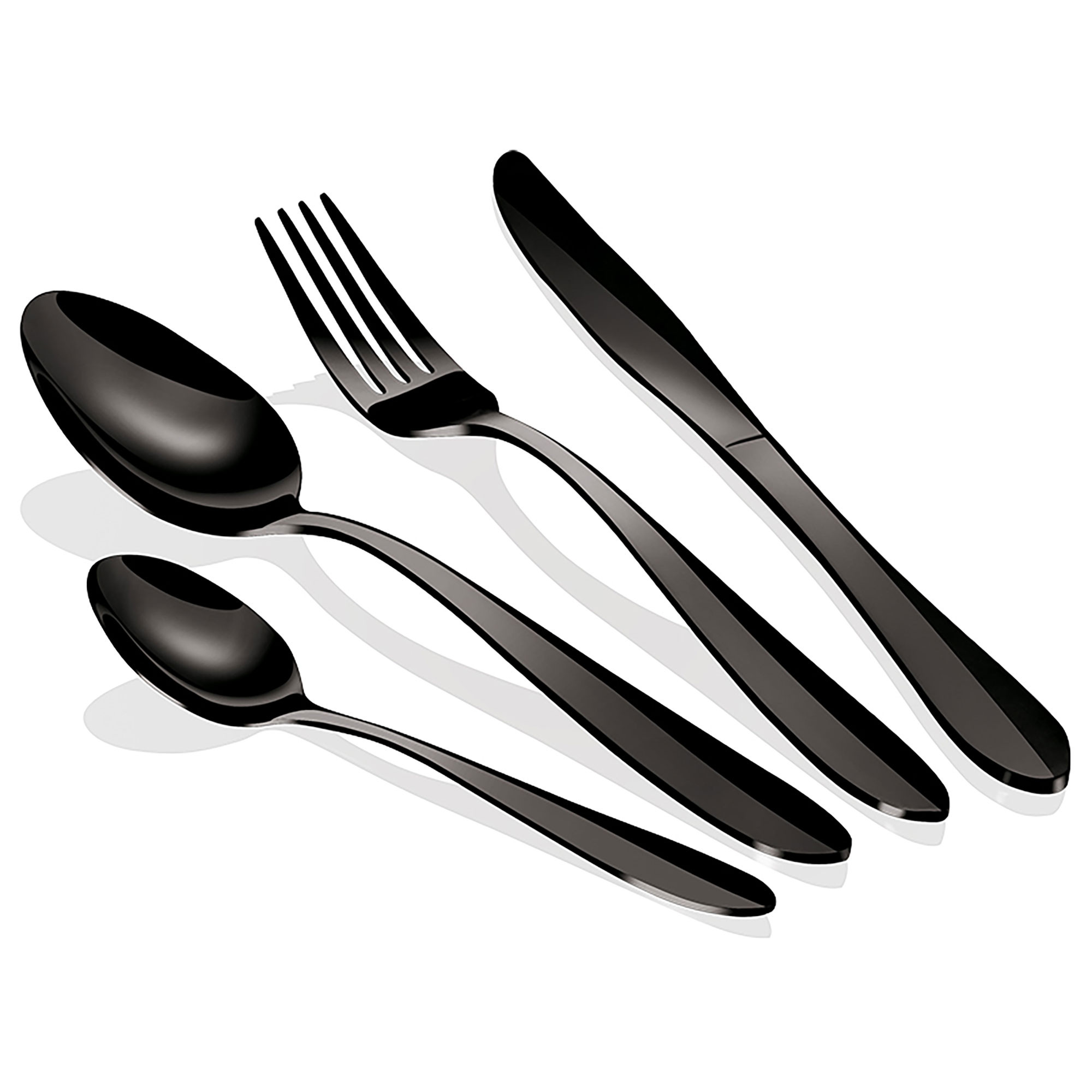 Juego de cubiertos negros de acero inoxidable para 12 personas, juego de  cubiertos pulidos con espejo para cocina del hogar, juego de utensilios de