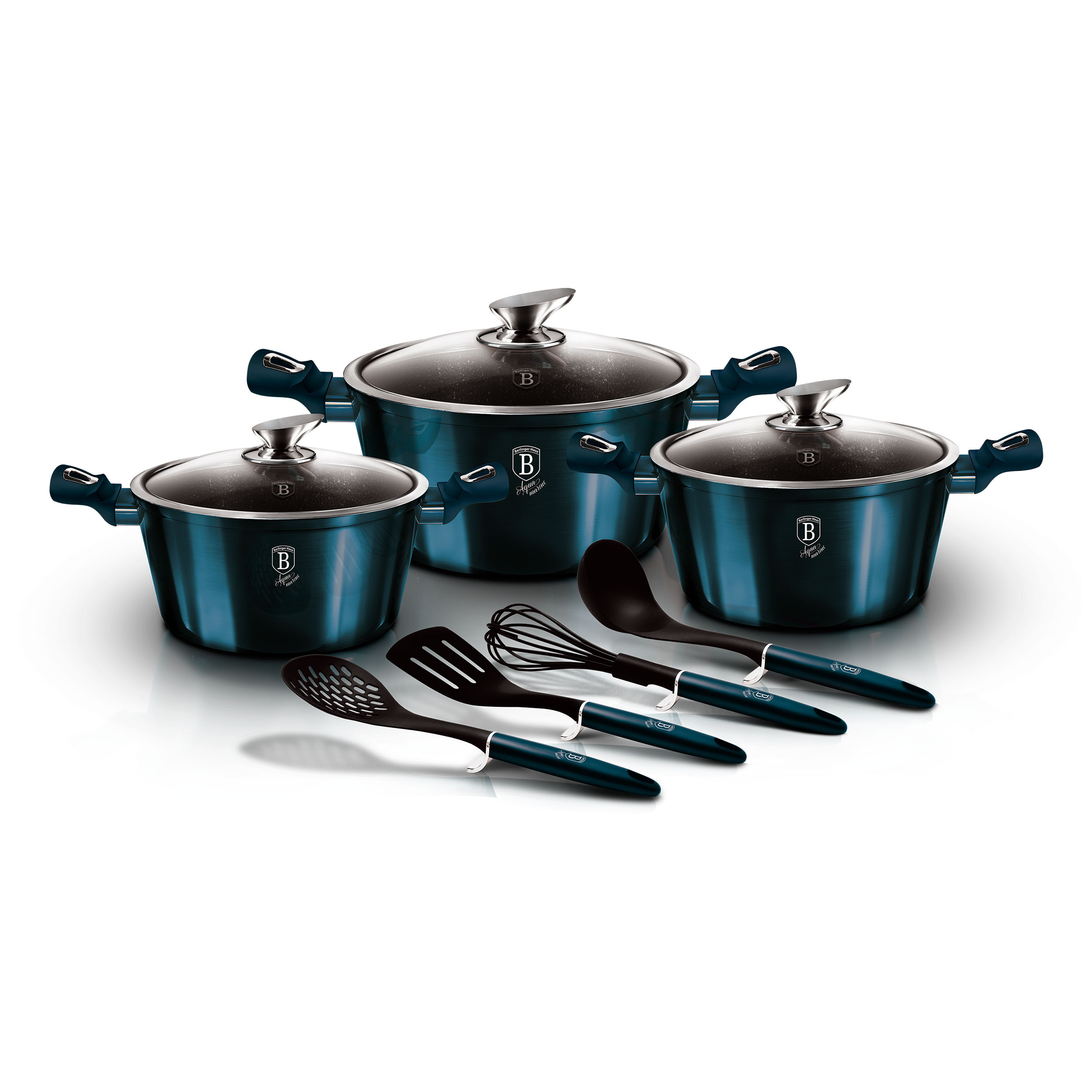 Magefesa Orbe Batería Cocina Inducción 8 Piezas, Antiadherente Libre PFOA  Esmalte Exterior Negro, Set Cazuelas Tapa