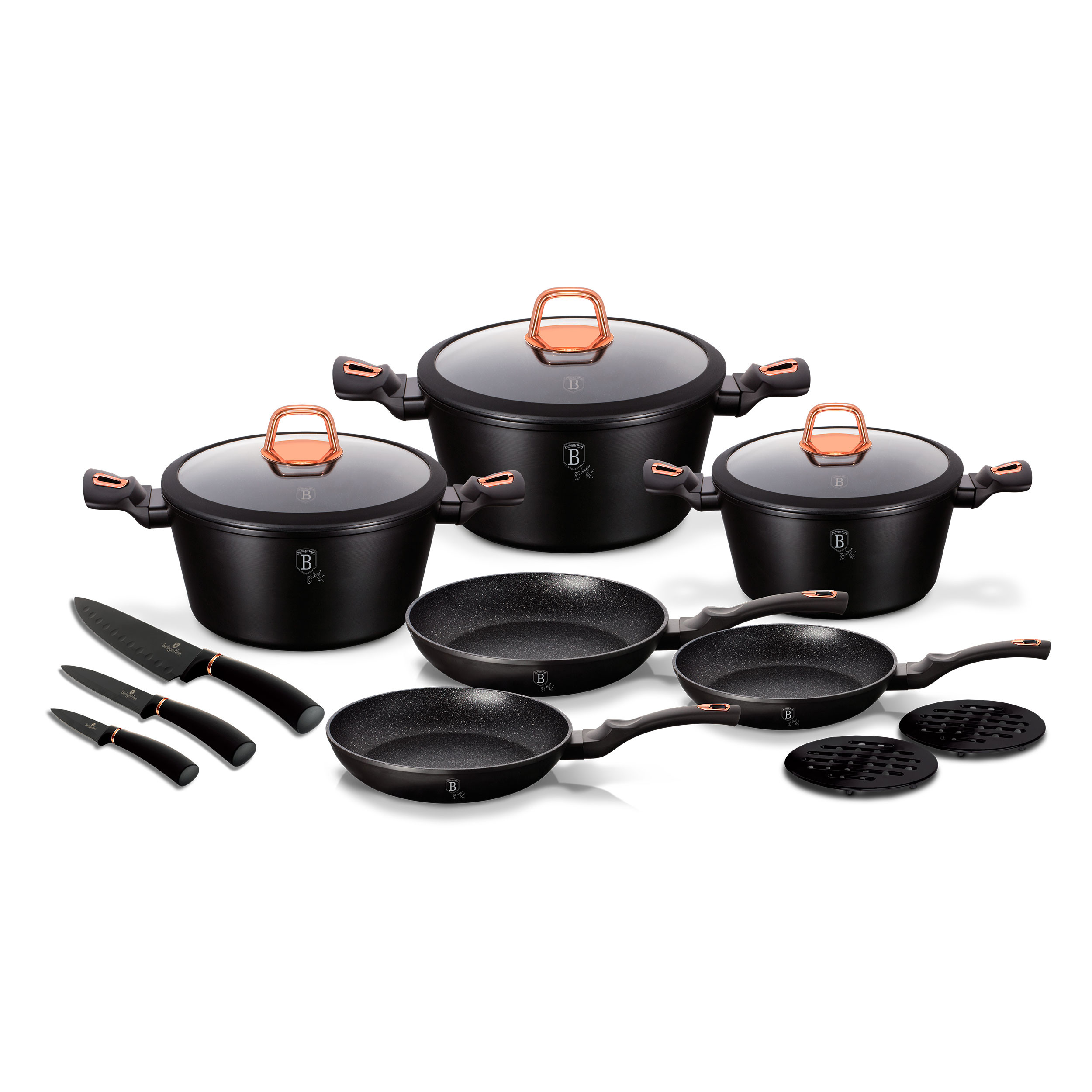 Juego De Ollas Y Sartenes Con Tapas Antiadherentes Gris 9 Piezas Set Para  Cocina