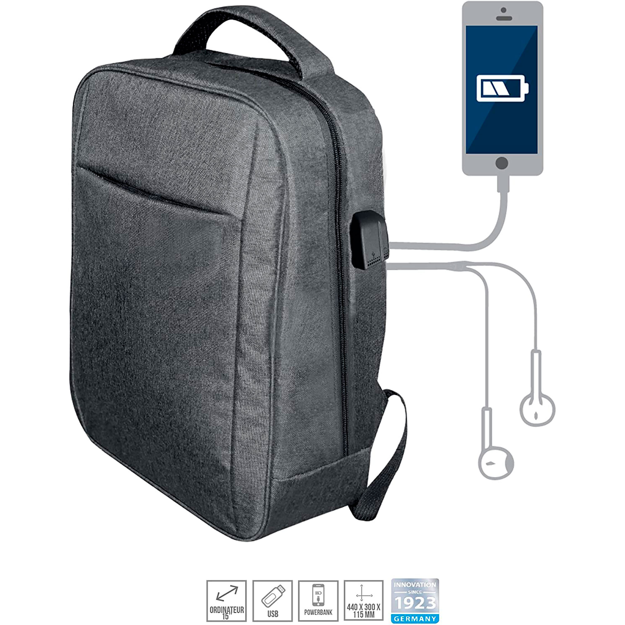 Blaupunkt BLP0280.143 Mochila con Cargador USB Gris
