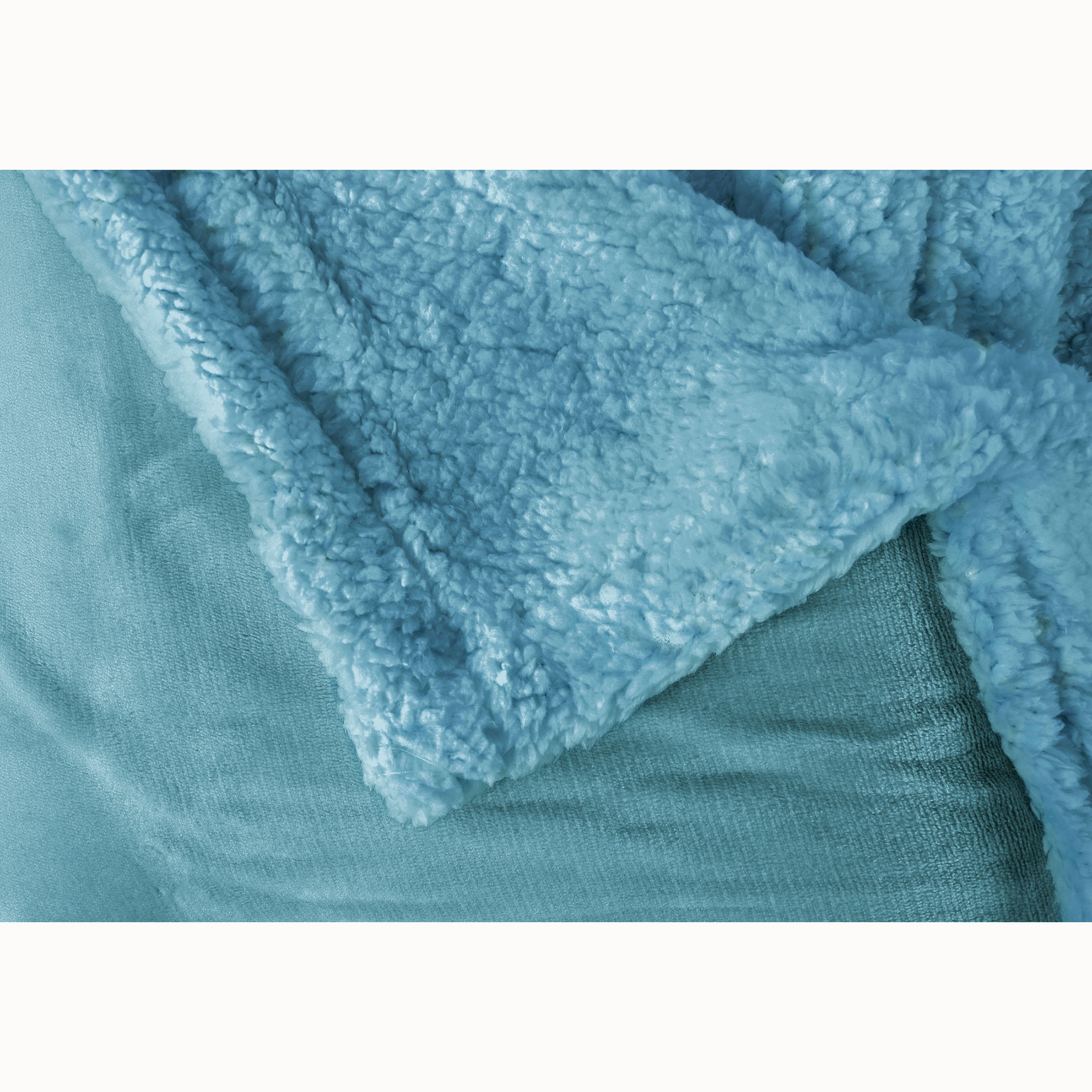 Manta borreguito sherpa y extra suave reversible. Color azul claro. – Oma  Home
