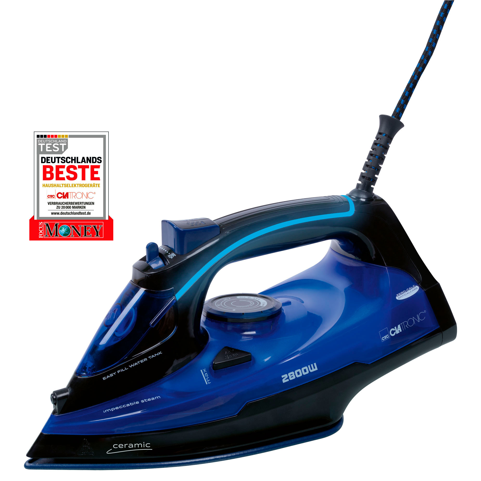 Clatronic DB Plancha Ropa vapor Suela Cerámica, Vertical, Golpe de Antigoteo, 7