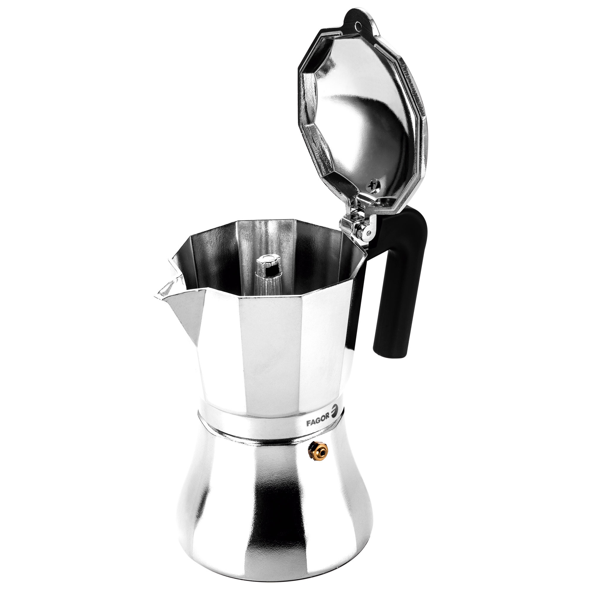Suinga Cafetera italiana de aluminio. Capacidad 3 tazas. Puede utilizarse  en cocinas eléctricas, a gas o de vitrocerámica. : : Hogar y cocina