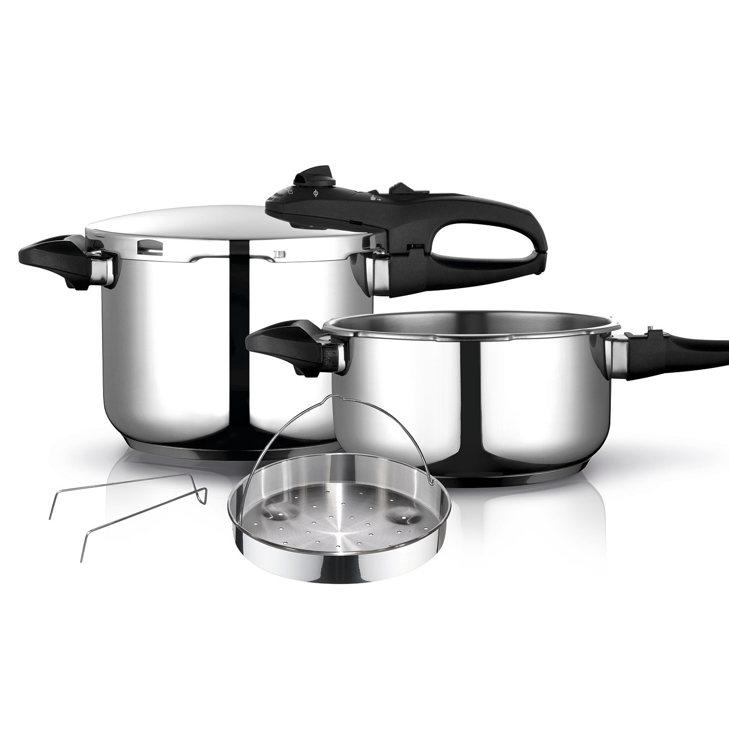 Fagor Duo Olla a Presión 6 + 4 Litros, Inducción, Express Super Rápida,  Acero Inox. 18/10, Todo Tipo Cocinas, Fondo Termo Difusor, 2 Niveles de  Presión, 5 Sistemas de Seguridad, Incluye Cestillo