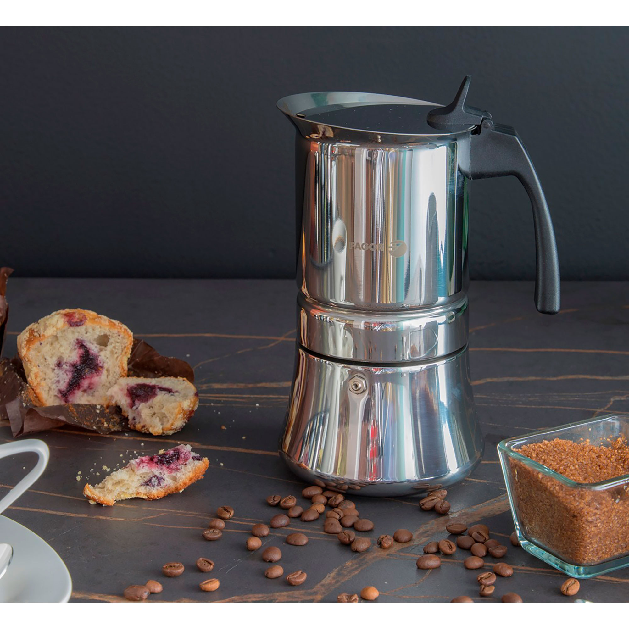 Fagor Etnica Cafetera Italiana, Inducción, Acero Inoxidable 18/10, Express,  6 Tazas Café, Apta para todas