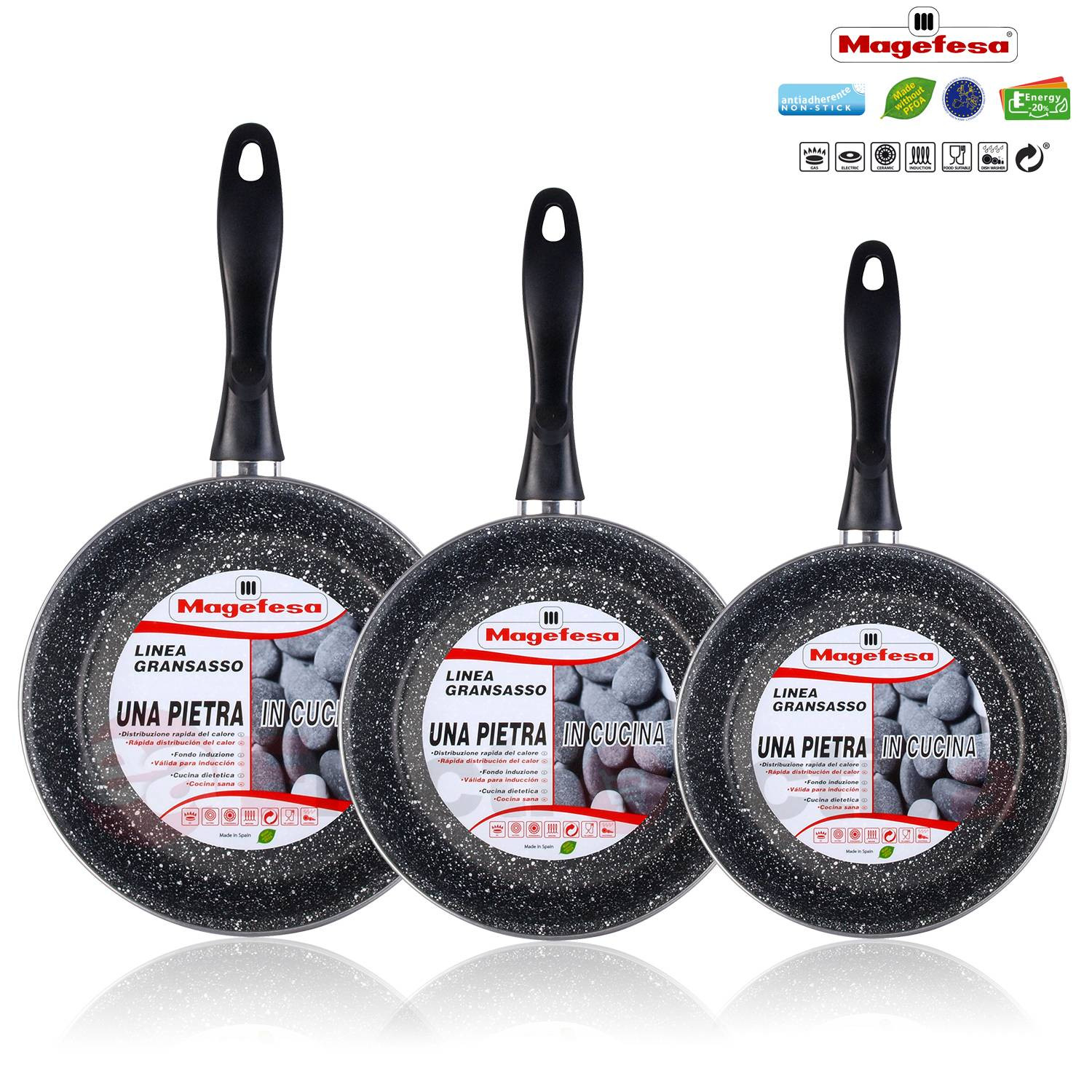 Magefesa K2 Gransasso Set Juego 3 Sartenes 20 24 28 cm Magefesa K2 Gransasso Set Juego 3 Sartenes 20 24 26 cm