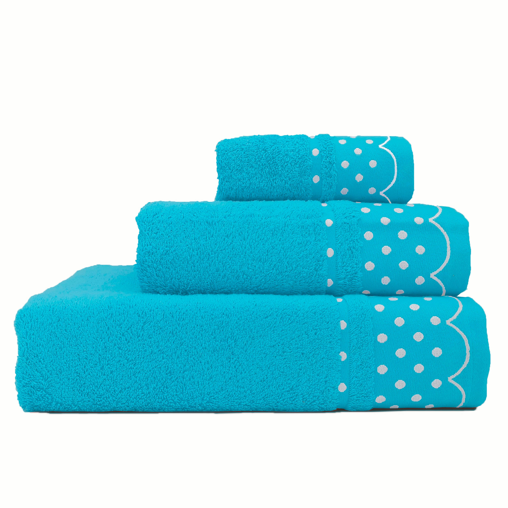 briebe Home Juego de Toallas Baño 100% algodón Rizo 450gr, Set 3 Piezas,  Polka Dots