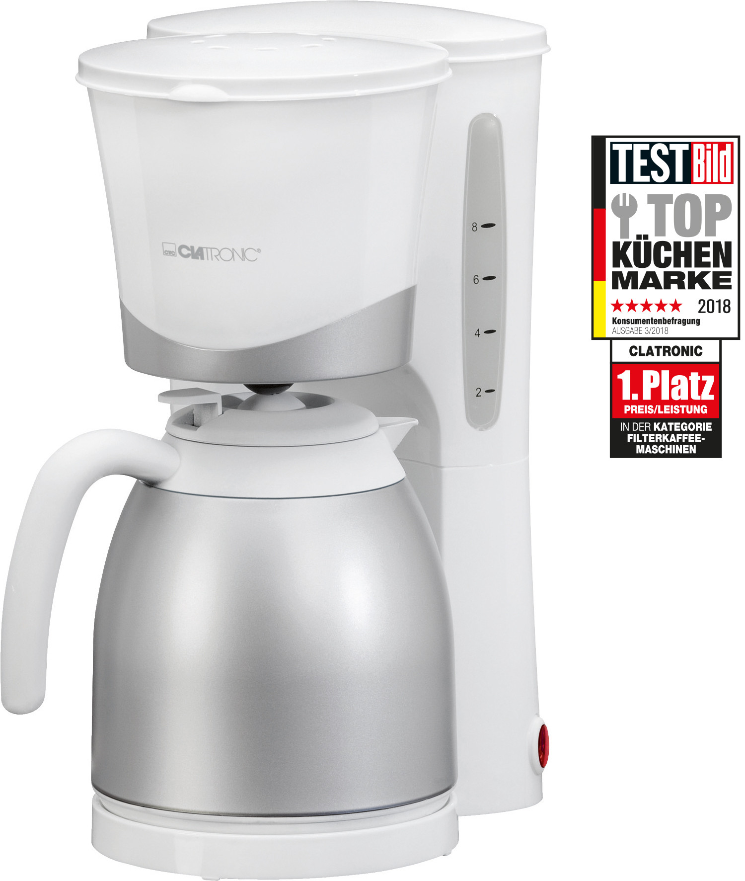 Clatronic KA 3327 - Cafetera de goteo con jarra termo, capacidad 8 - 10  tazas, 1 l, 870