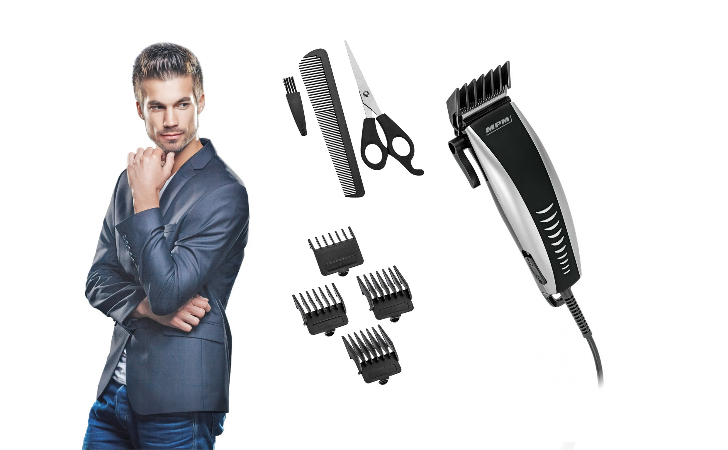 MPM MMW-02 Cortapelos Eléctrico Profesional, Afeitadora para Hombre,  Depiladora Corporal, Cabeza, Barba, Ajuste de corte, Cuchilla de Acero  Inoxidable