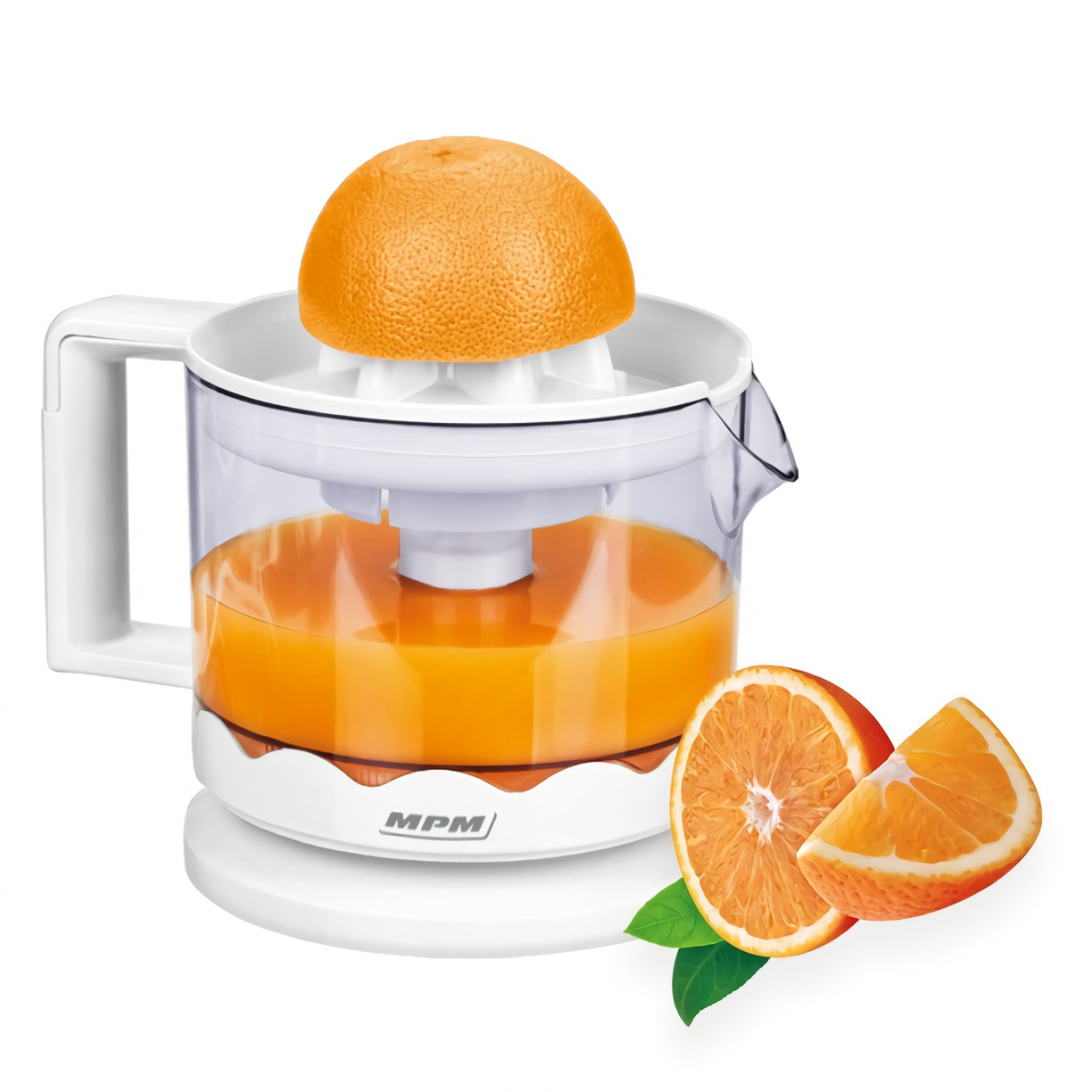 MPM MWC-02 Exprimidor de Naranjas Eléctrico, Extractor de Zumos para  Cítricos, Zumo Naranja, Jarra Independiente 600ml, Doble Sentido Giro, Tapa  Antipolvo, Apto para Lavavajillas, Blanco, 30W