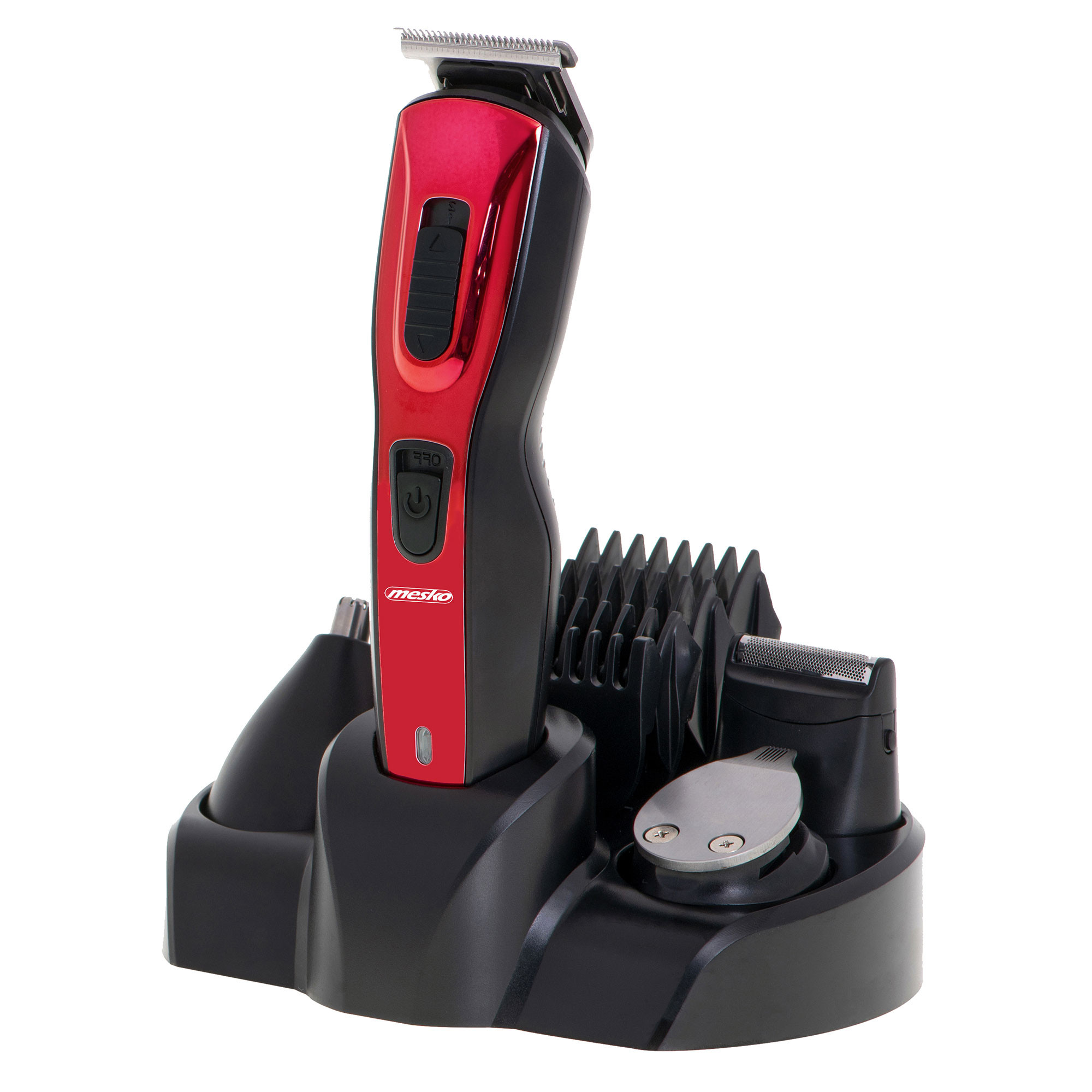 Mesko MS2931 Cortapelos Eléctrico Profesional, 5 en 1, Afeitadora para  Hombre, Ajuste de corte, Cabezales y Cuchilla Acero Inoxidable, Batería  Recargable, Cabello, Barba y Vello Corporal, Rojo/Negro