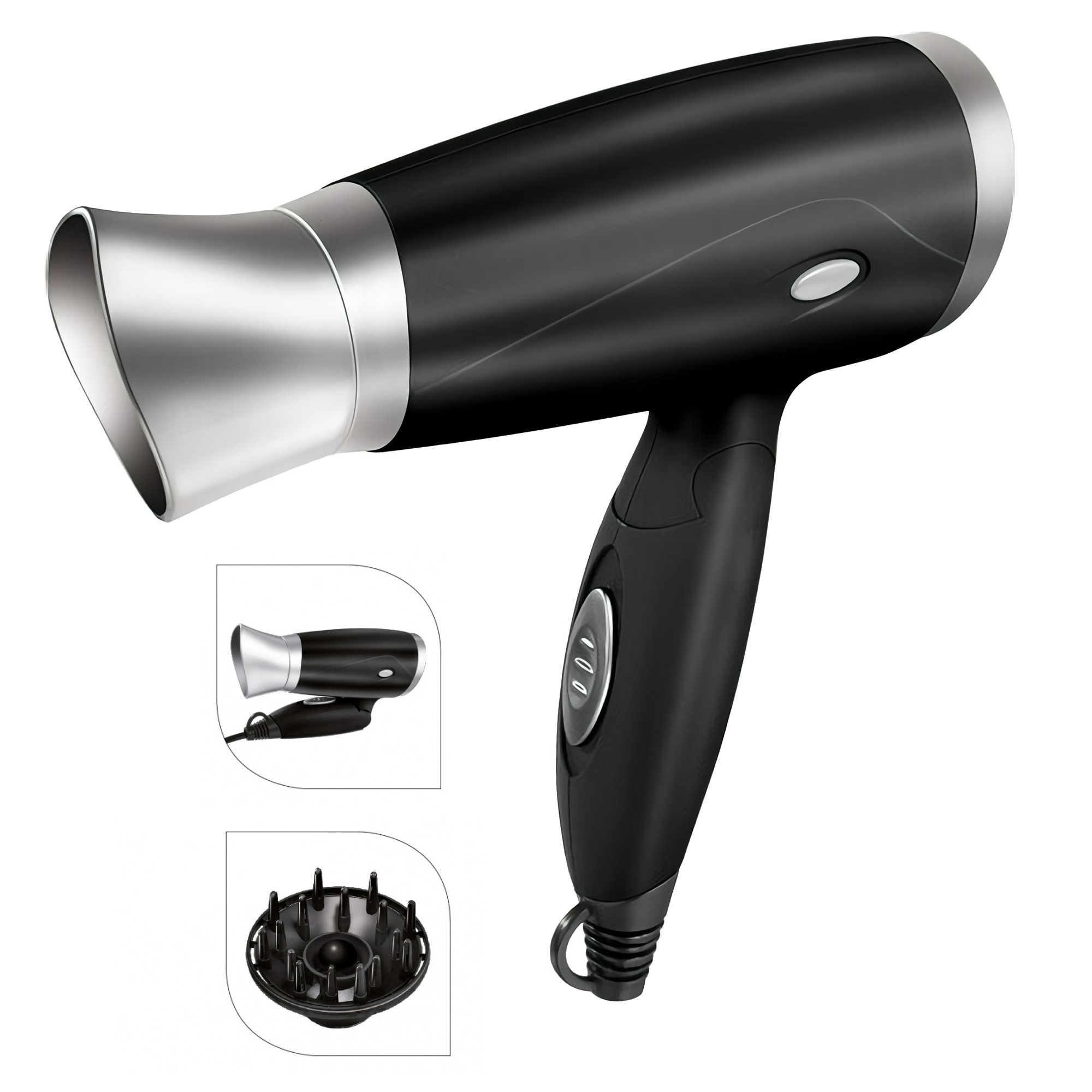 MPM MSW-13 secador de pelo de Viaje+ Difusor, 2 ajustes de Velocidad ...